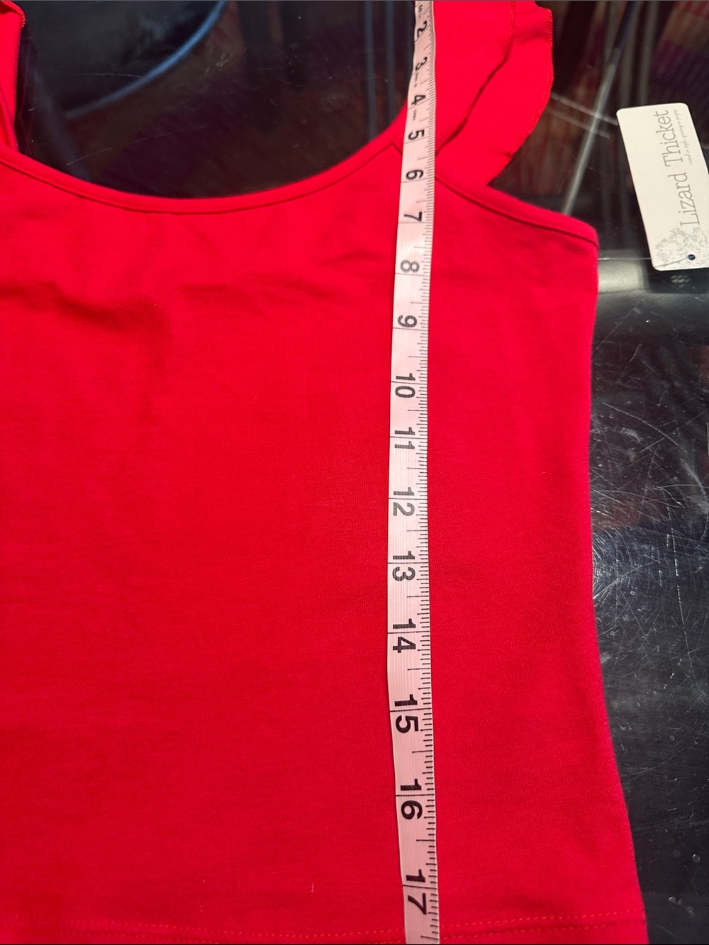 NWT Lizard Thicket Red Ruffle Strap Tank - Picture 4 of 4